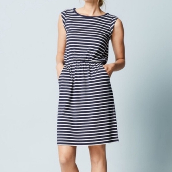 Boden Blackberry Mini Stripe Navy White Pocket Dress Size 4 Regular - Picture 7 of 8